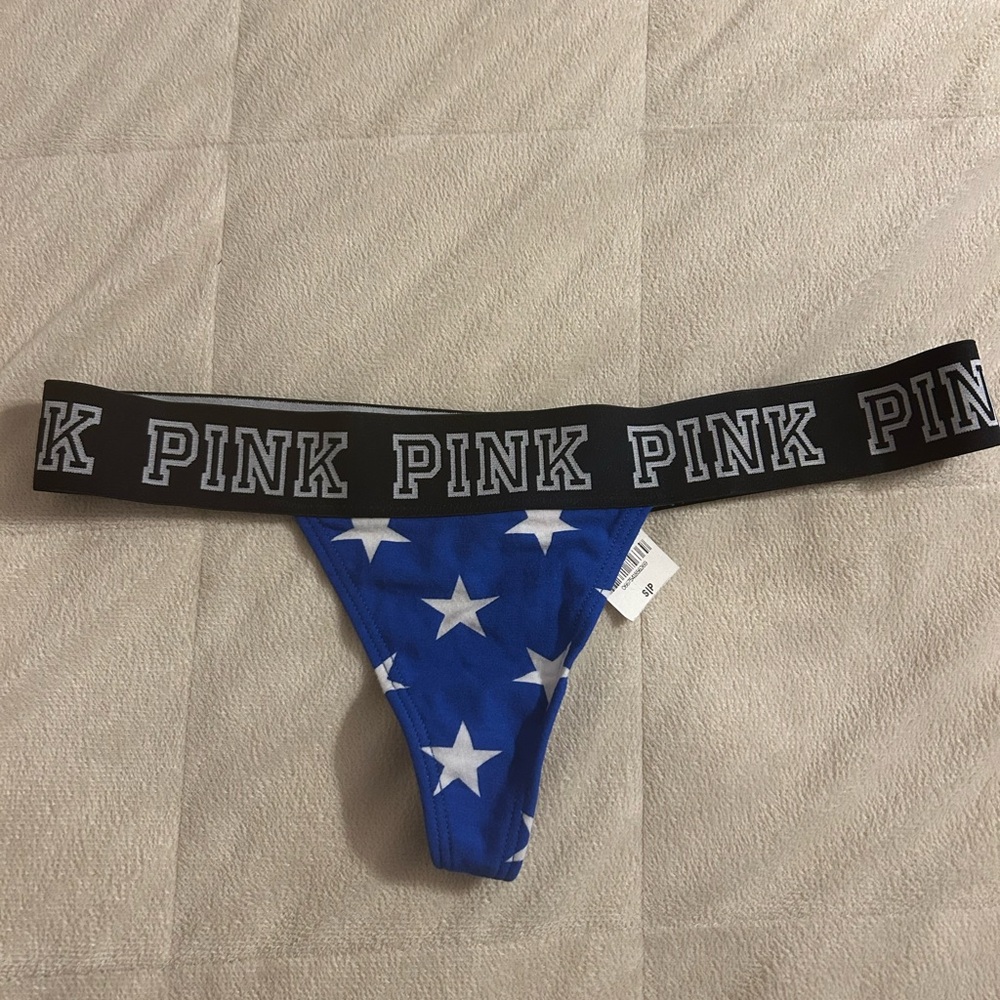 Victoria’s Secret Pink logo thick waist band thong panties new with tags